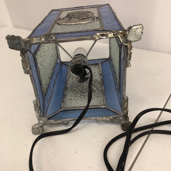 Christmas Snowman Blue Clear Glass Metal Table Lamp Night Light Electric - Picture 8 of 11